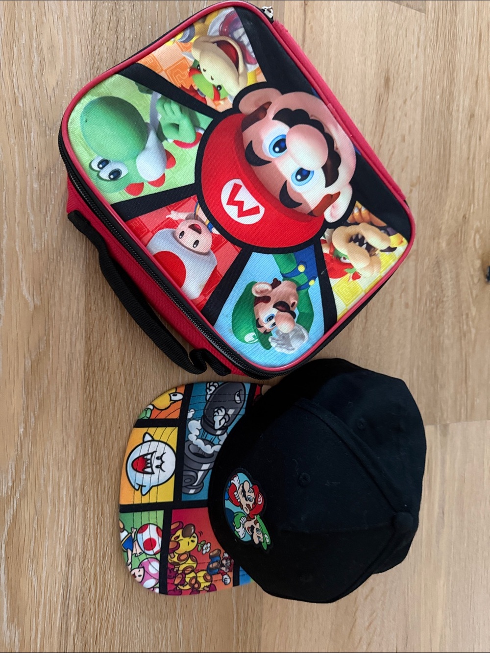 Red Character Kids Lunch Bag with Black Cap - Licensed Gaming Design